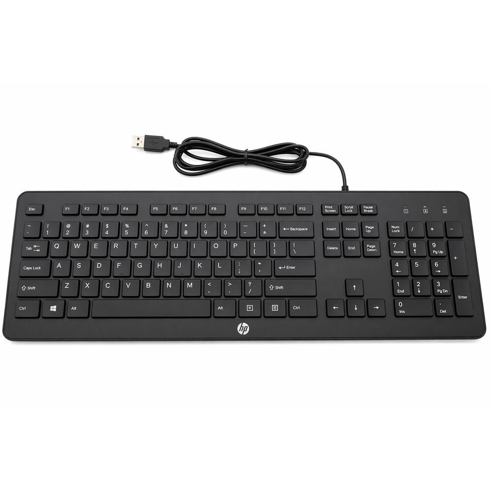 HP Slim Wired USB Keyboard KU-1469 Black Full Size Tested Working